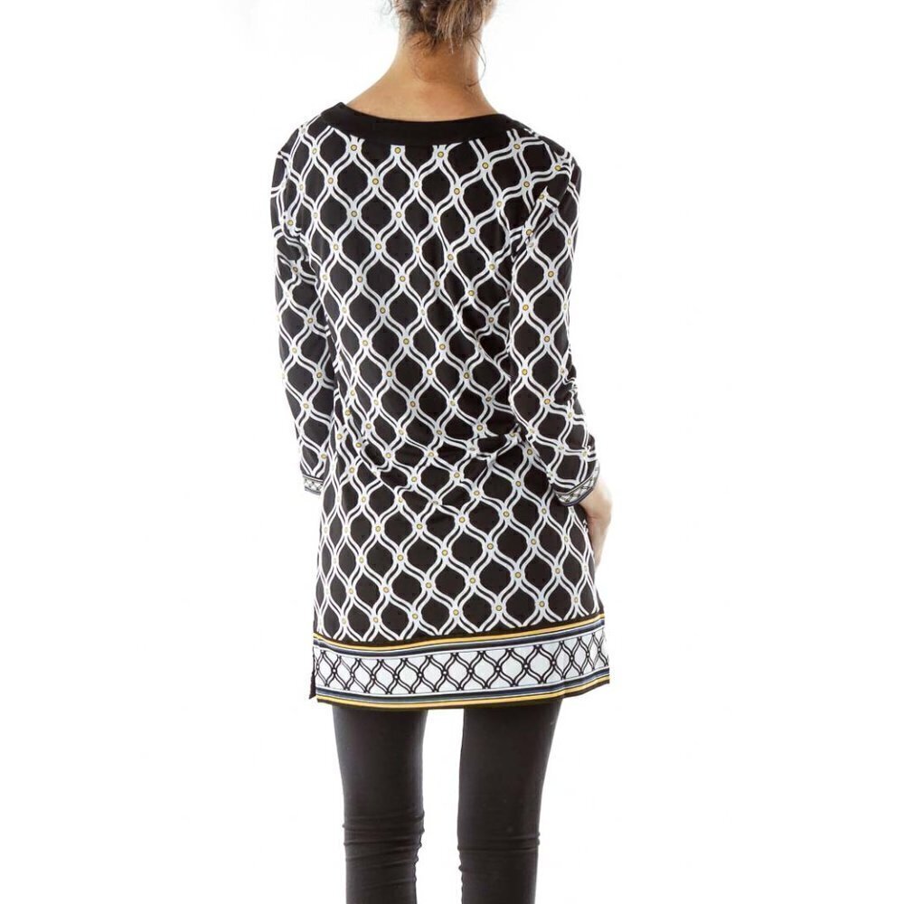 White House Black Market Black White Yellow Printed Dress - Picture 3 of 3
